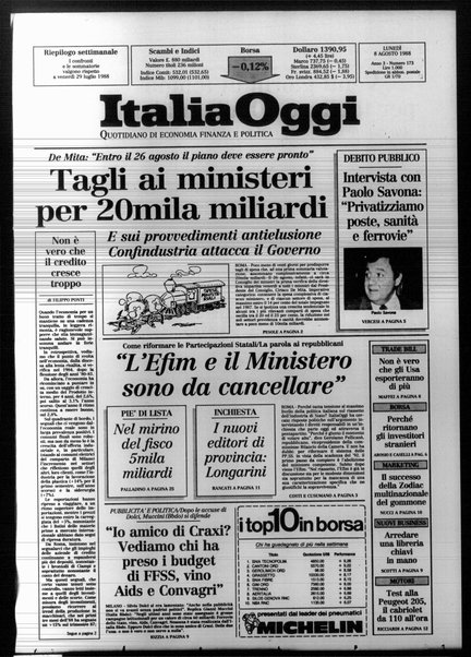 Italia oggi : quotidiano di economia finanza e politica